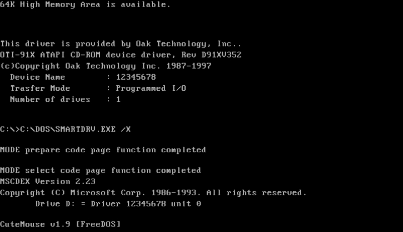 MS-DOS interface